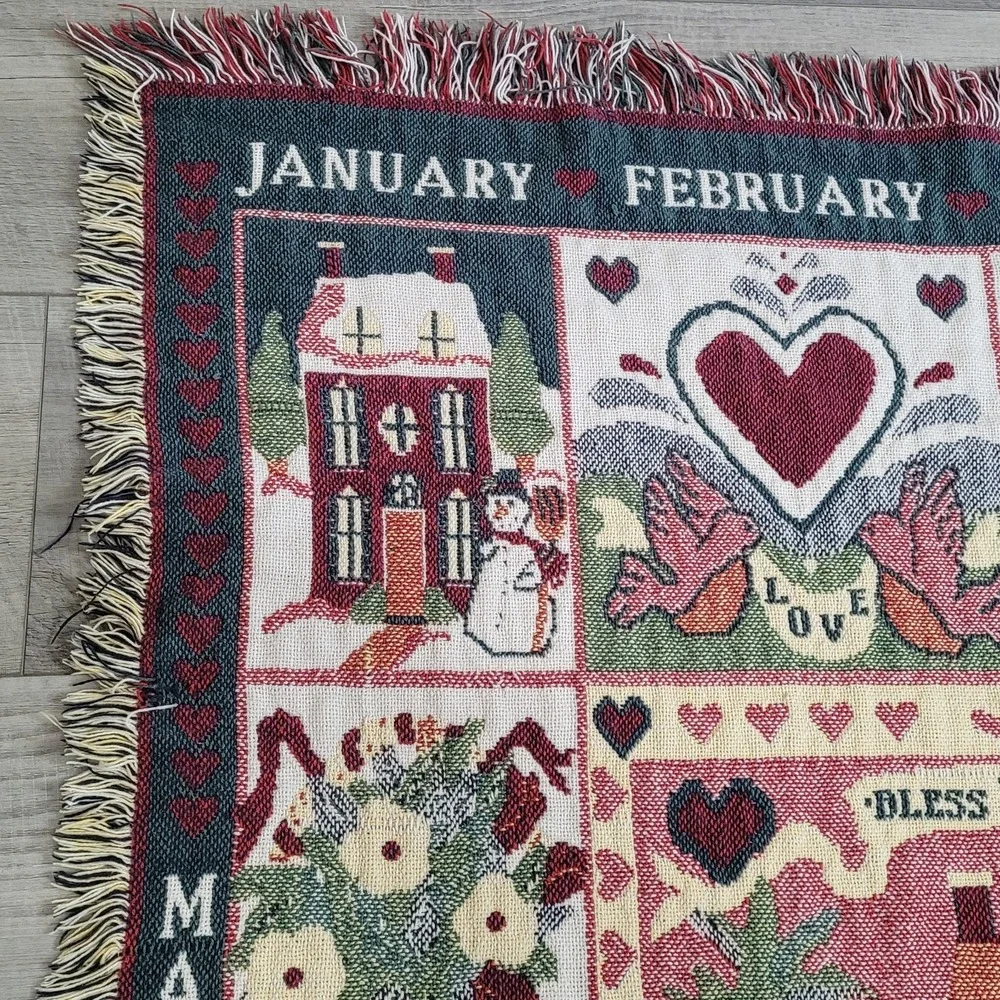 ❤️Home Is Where the Heart Is Woven Calendar Throw Blanket 45 × 58  Double‑sided